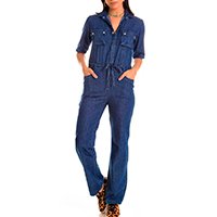 Macacão Jeans Levo Shop Longo Oceano - Azul