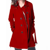 Casaco jaqueta sobretudo feminino, trench coat forrado, em sarja. - Gisele Freitas