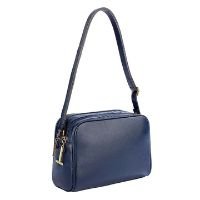 Bolsa quadrada de couro liso Daiana - Azul