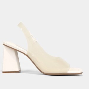 Sandália Shoestock Slingback Vinil Feminina - Feminino - Off White