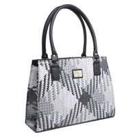 Bolsa Handbag Feminina Estampada Zíper Alça Fixa Leve Casual - Preto+Branco