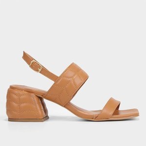 Sandália Shoestock Matelassê Bico Quadrado Feminina - Feminino - Caramelo