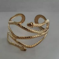 Bracelete de Metal Dourado Cobra Espiral Luxo - CM Presentes e Fantasias