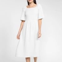 Vestido Aisthy Midi Decote Quadrado - Off White