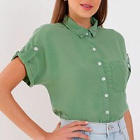 Camisa Manga Curta Feminina Verde