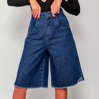 Bermuda Assimétrica Feminina Disparate Jeans Estilo Moderna - Azul
