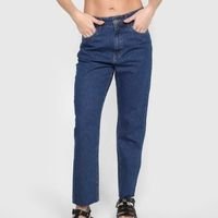 Calça Jeans Reta Dzarm Cropped Cintura Alta Feminina - Azul