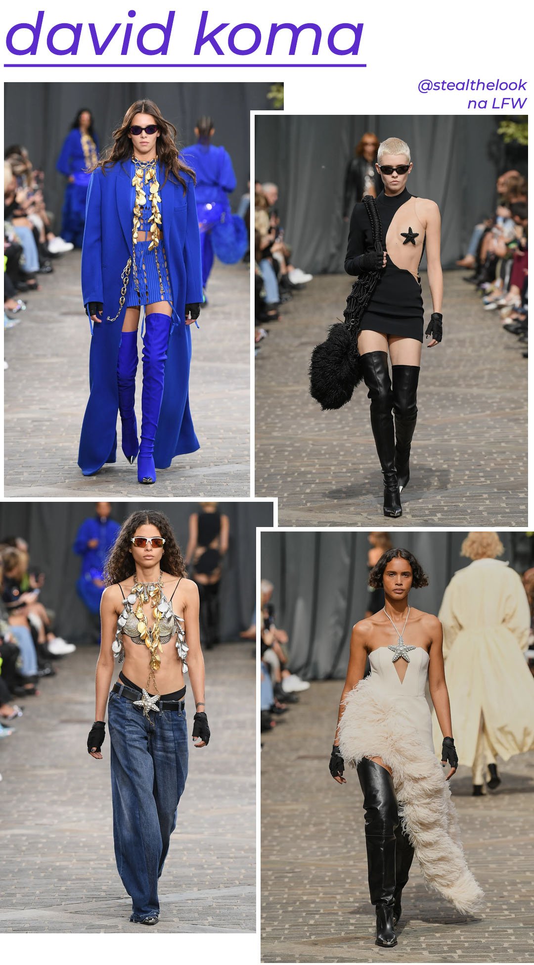 David Koma S/S 2023 - roupas diversas - London Fashion Week - Primavera - modelo andando pela passarela - https://stealthelook.com.br