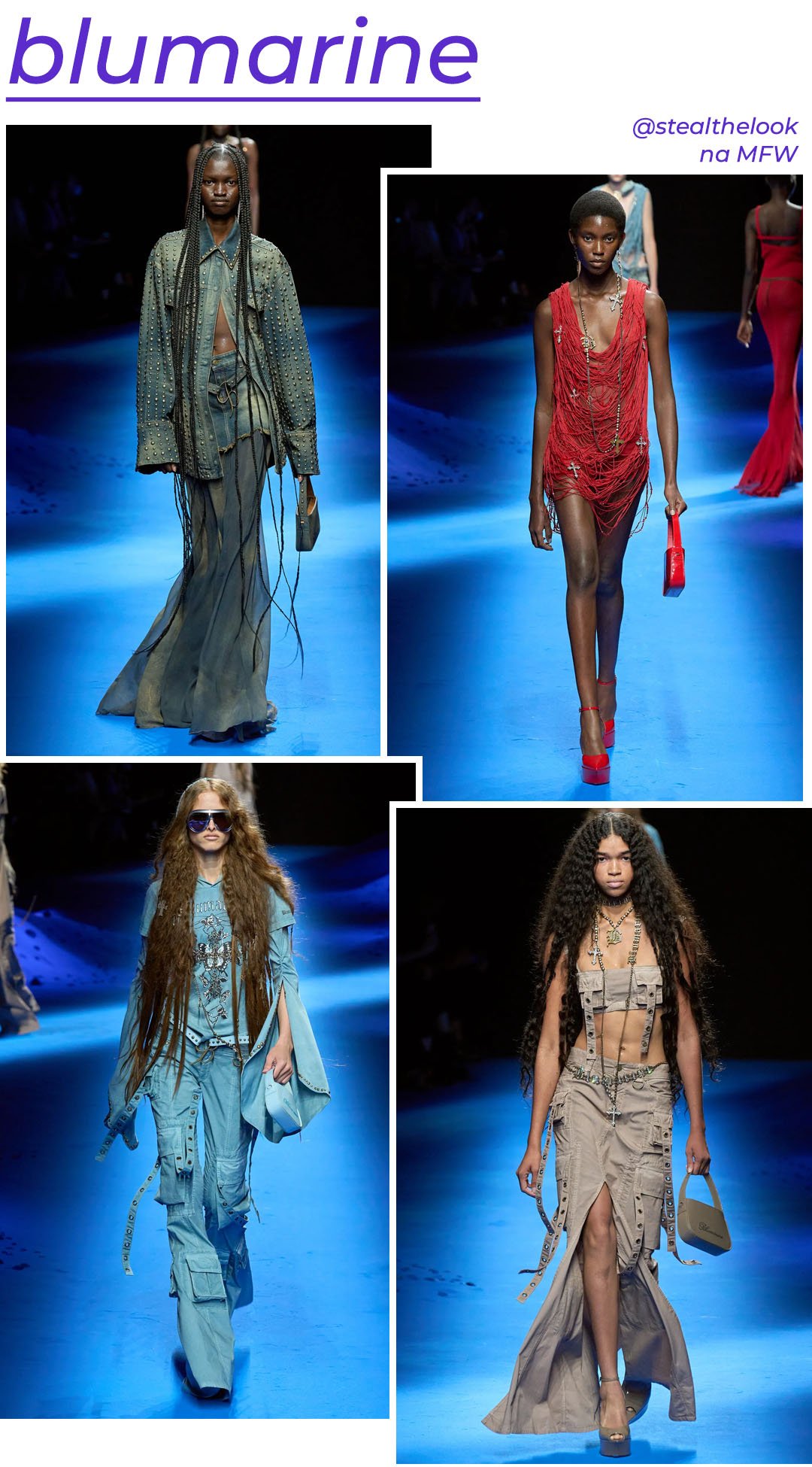 Blumarine S/S 2023 - roupas diversas - Milano Fashion Week - Primavera - modelo andando pela passarela - https://stealthelook.com.br