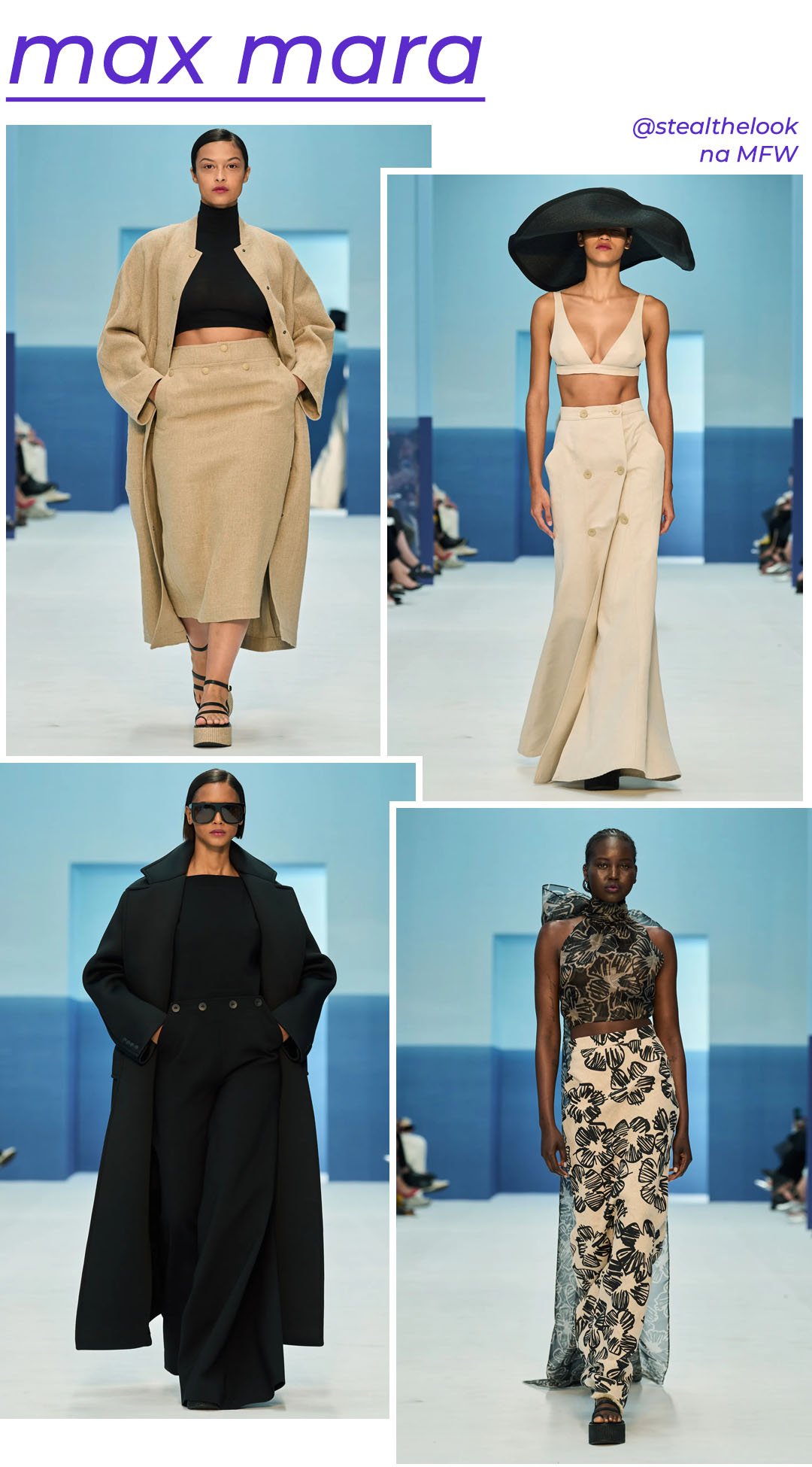 Max Mara S/S 2023 - roupas diversas - Milano Fashion Week - Primavera - modelo andando pela passarela - https://stealthelook.com.br