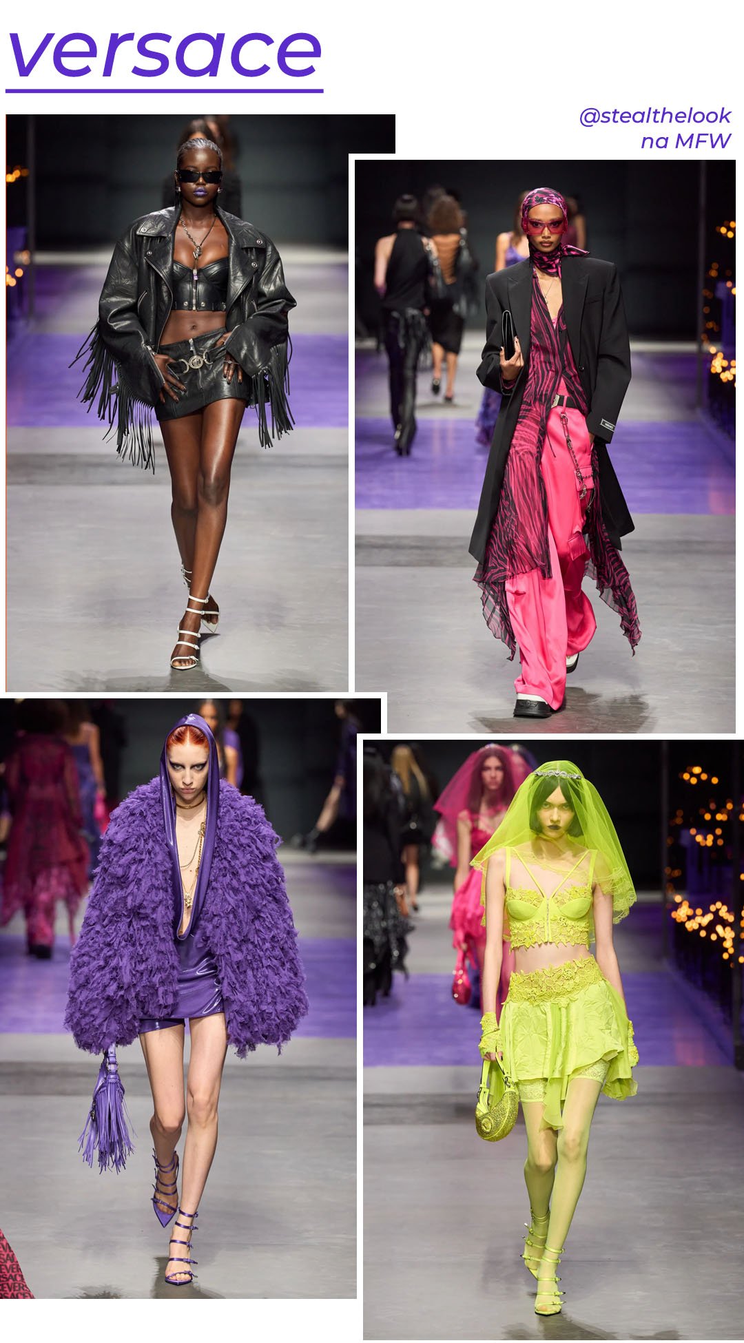 Versace S/S 2023 - roupas diversas - Milano Fashion Week - Primavera - modelo andando pela passarela - https://stealthelook.com.br