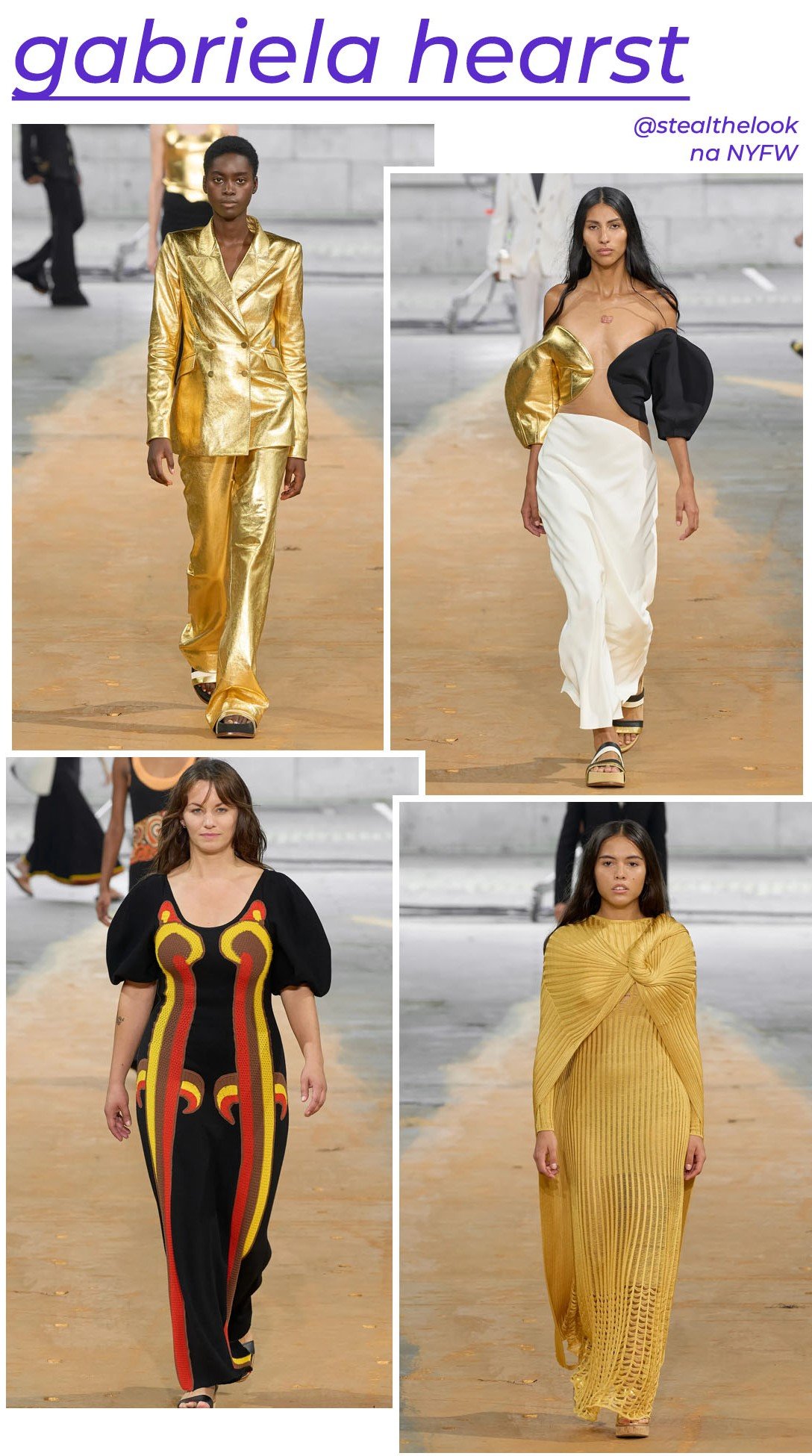 Gabriela Hearst - roupas diversas - NYFW - Primavera - modelo andando pela passarela - https://stealthelook.com.br