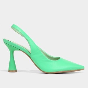 Scarpin Shoestock Slingback Monocolor Salto Alto - Feminino - Verde