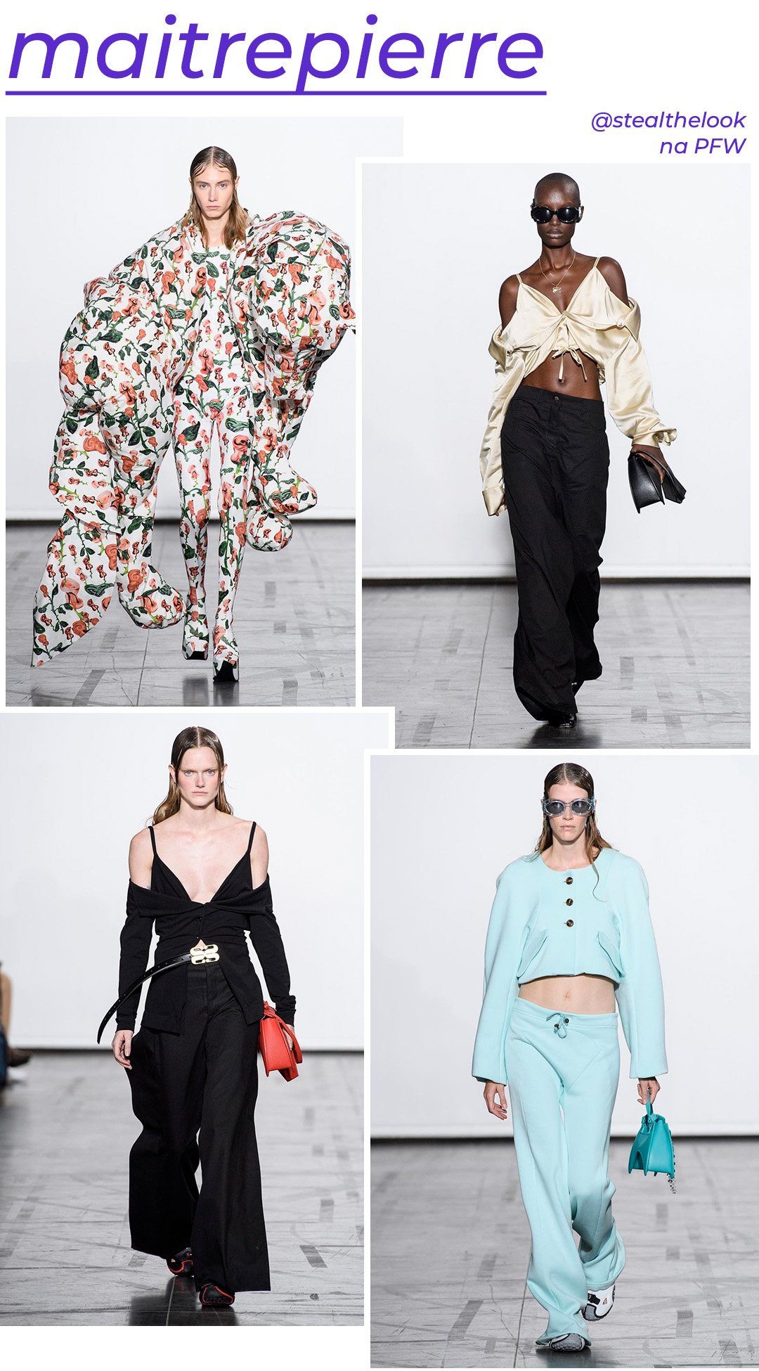 MAITREPIERRE S/S 2023 - roupas diversas - Paris Fashion Week - Primavera - modelo andando pela passarela - https://stealthelook.com.br
