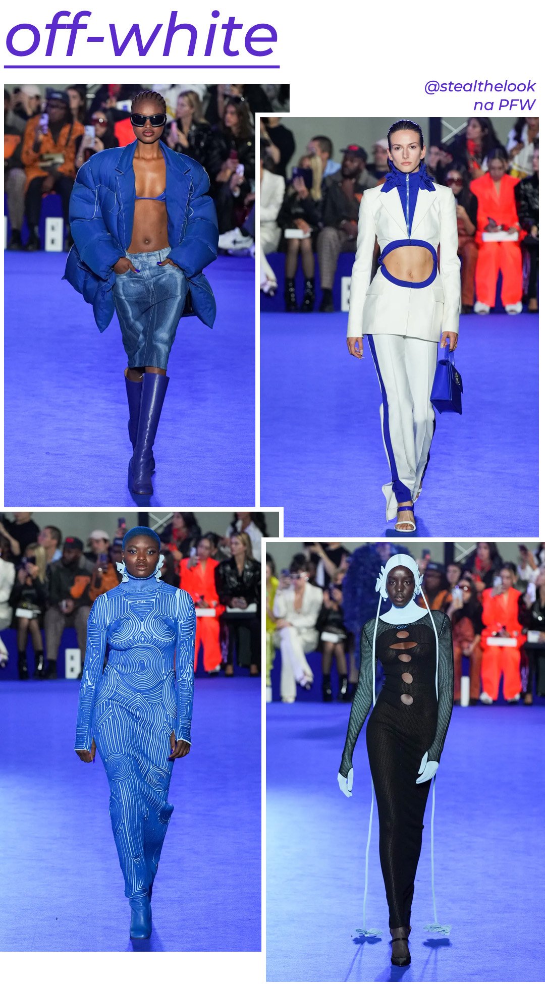Off-White S/S 2023 - roupas diversas - Paris Fashion Week - Primavera - modelo andando pela passarela - https://stealthelook.com.br