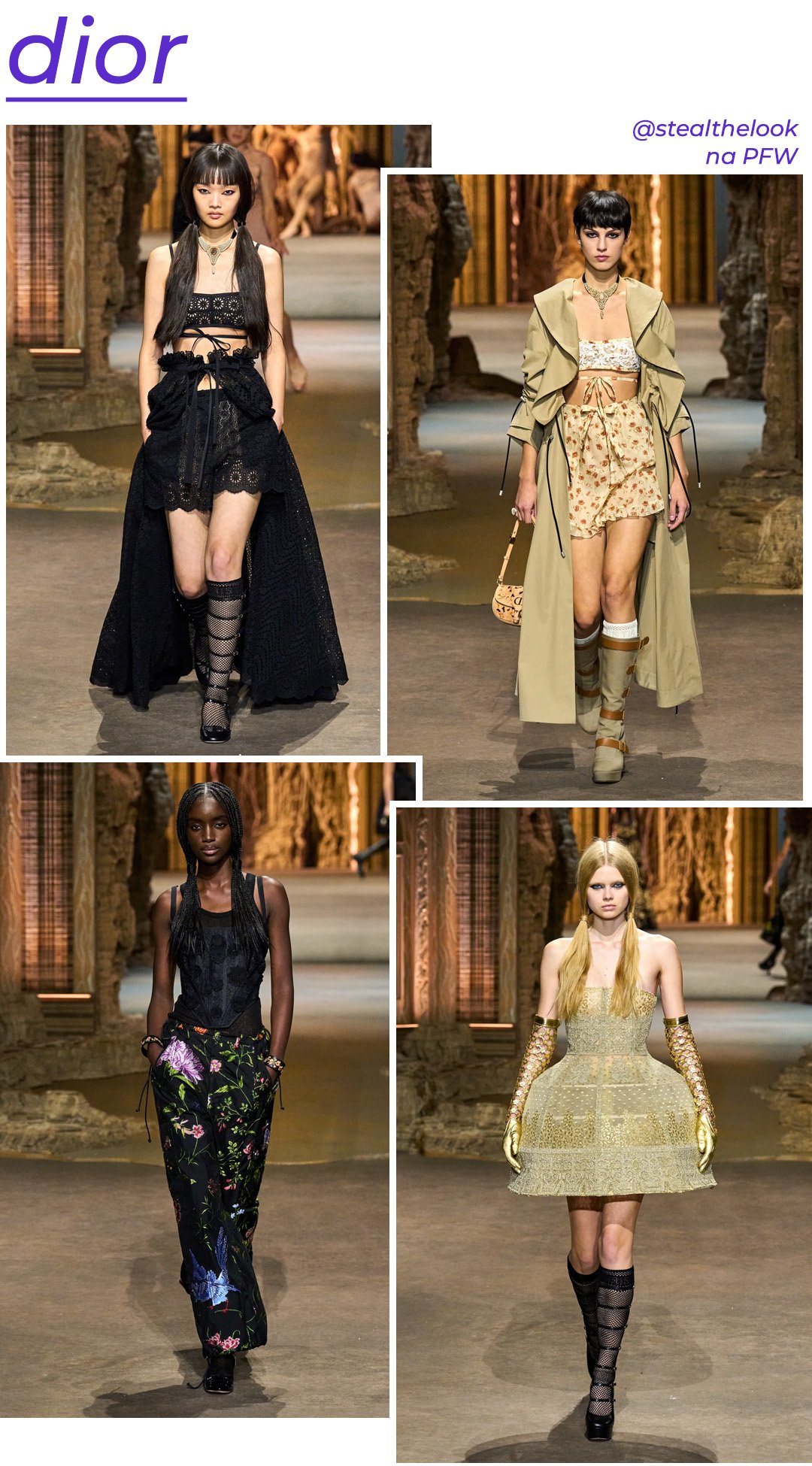 Christian Dior S/S 2023 - roupas diversas - Paris Fashion Week - Primavera - modelo andando pela passarela - https://stealthelook.com.br