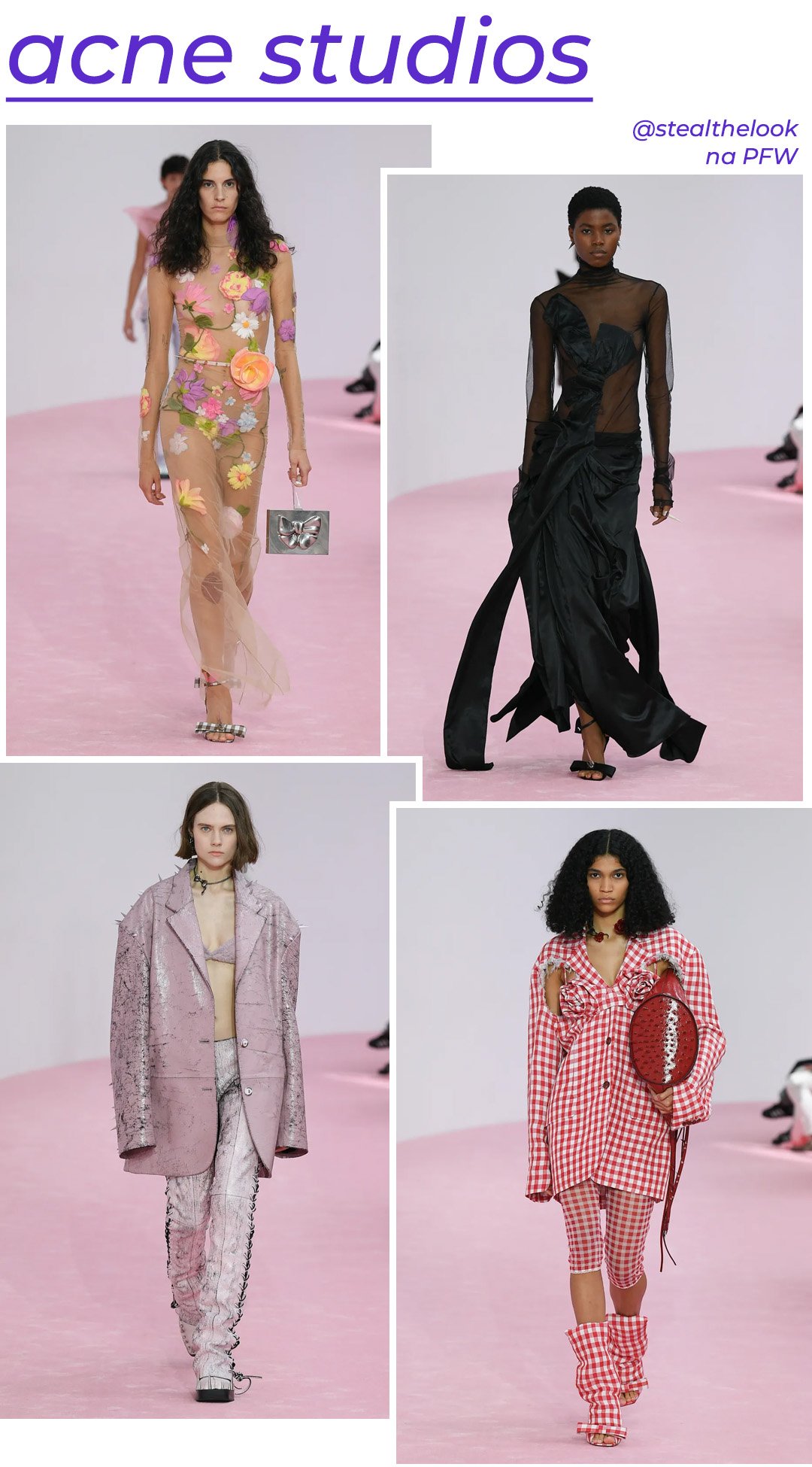 Acne Studios S/S 2023 - roupas diversas - Paris Fashion Week - Primavera - modelo andando pela passarela - https://stealthelook.com.br