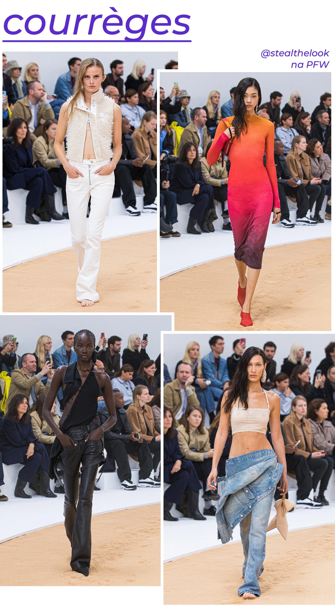 Courrèges S/S 2023 - roupas diversas - Paris Fashion Week - Primavera - modelo andando pela passarela - https://stealthelook.com.br