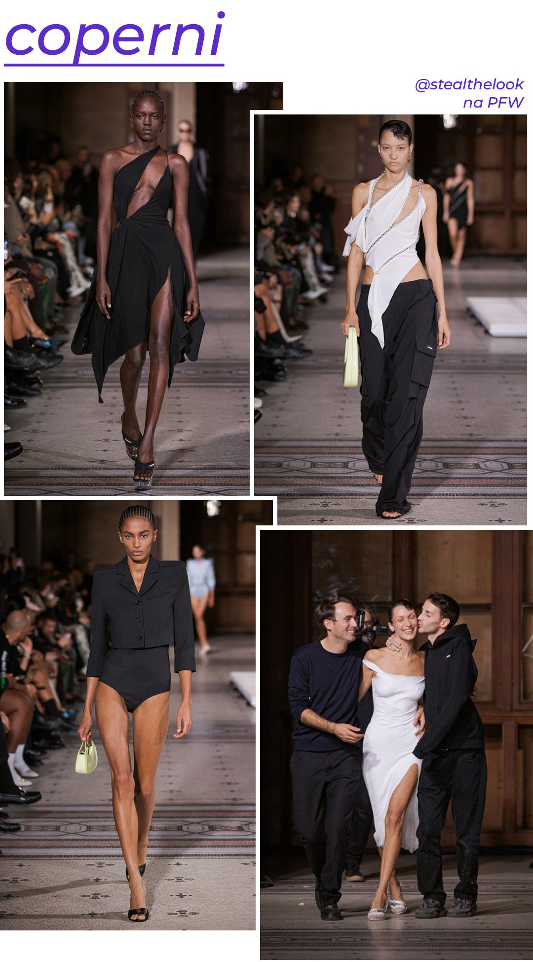 Coperni S/S 2023 - roupas diversas - Paris Fashion Week - Primavera - modelo andando pela passarela - https://stealthelook.com.br