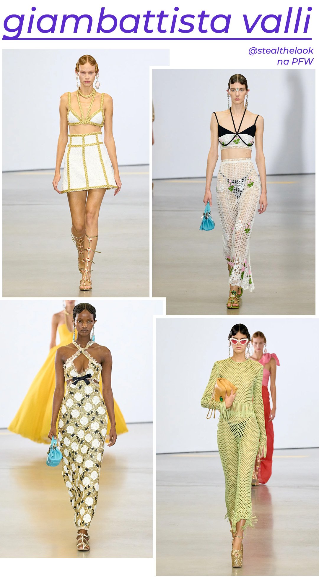Giambattista Valli S/S 2023 - roupas diversas - Paris Fashion Week - Primavera - modelo andando pela passarela - https://stealthelook.com.br