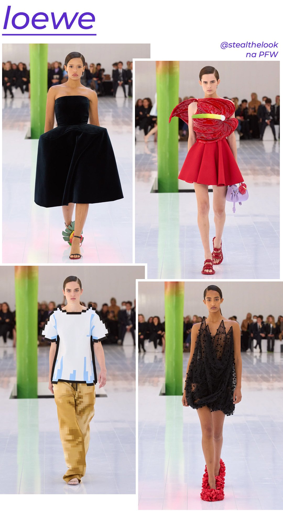 Loewe S/S 2023 - roupas diversas - Paris Fashion Week - Primavera - modelo andando pela passarela - https://stealthelook.com.br