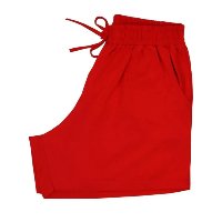 Shorts de Malha Feminino Cós Elástico Com Bolso 100% Algodão - Vermelho