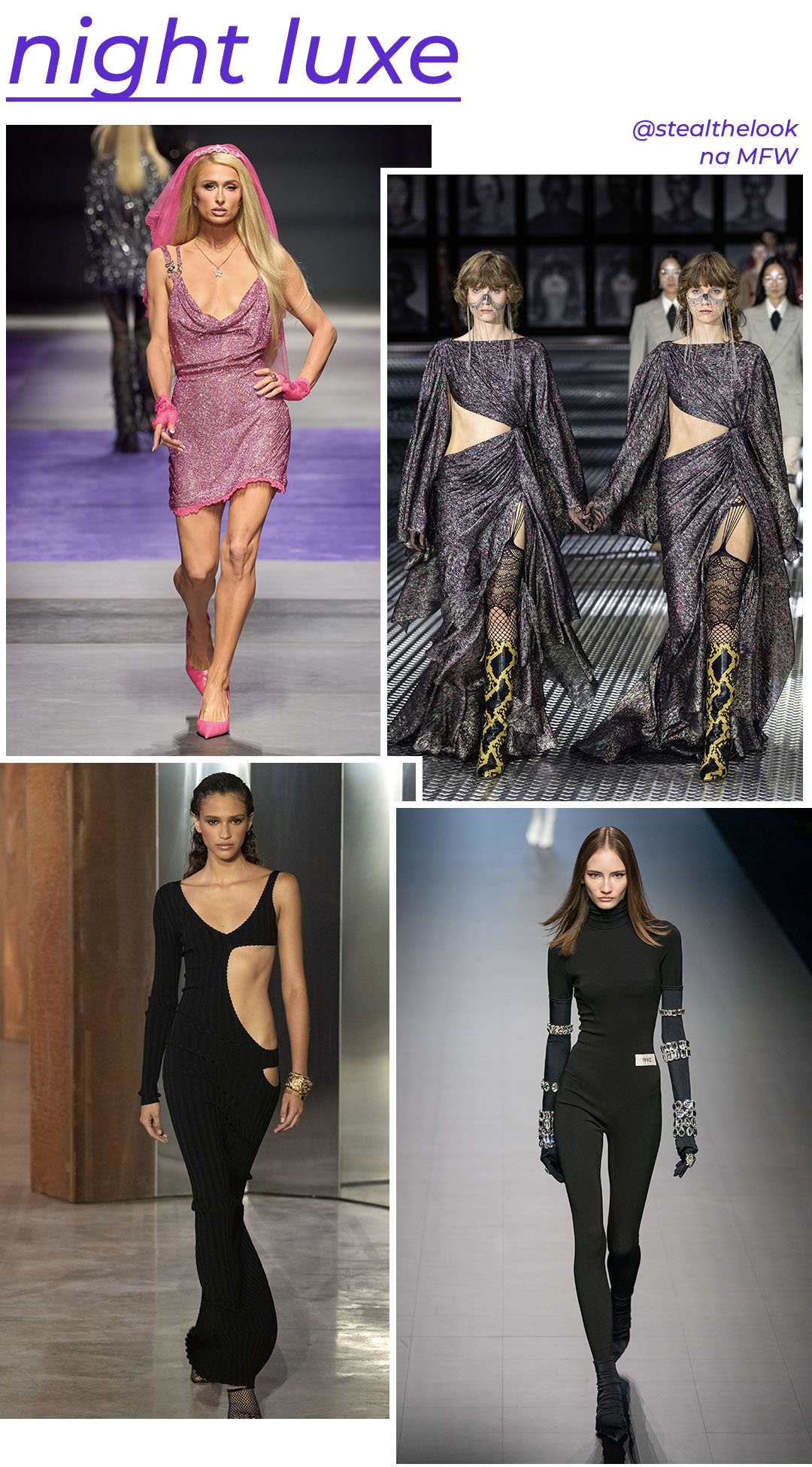 Versace, Gucci, Bally e Dolce & Gabbana - roupas diversas - Milano Fashion Week - Primavera - modelo andando pela passarela - https://stealthelook.com.br