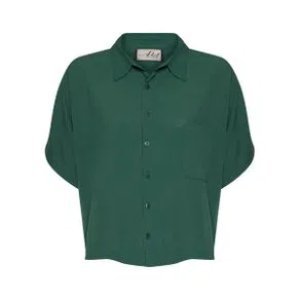 Camisa Feminina Cropped Manga Curta Verde Esc Tamanho P