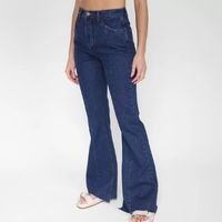 Calça Jeans Flare Farm Recorte Cintura Alta Feminina - Azul