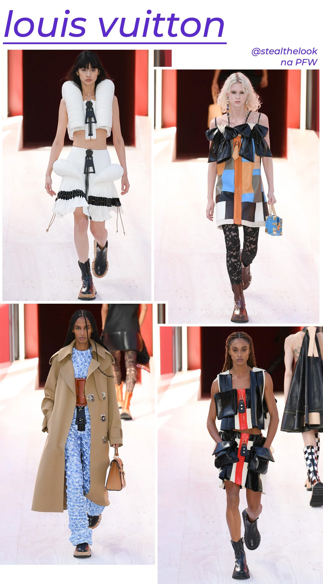 Louis Vuitton S/S 2023 - roupas diversas - Paris Fashion Week - Primavera - modelo andando pela passarela - https://stealthelook.com.br
