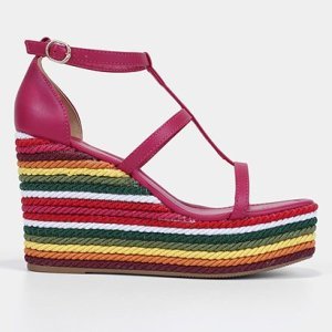 Sandália Anabela Shoestock Cepa Cordão Multicolorido Feminina - Feminino - Rosa