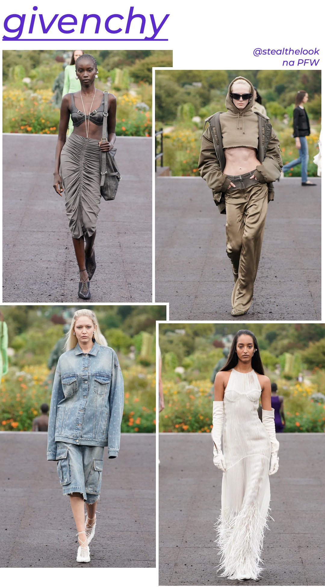 Givanchy S/S 2023 - roupas diversas - Paris Fashion Week - Primavera - modelo andando pela passarela - https://stealthelook.com.br
