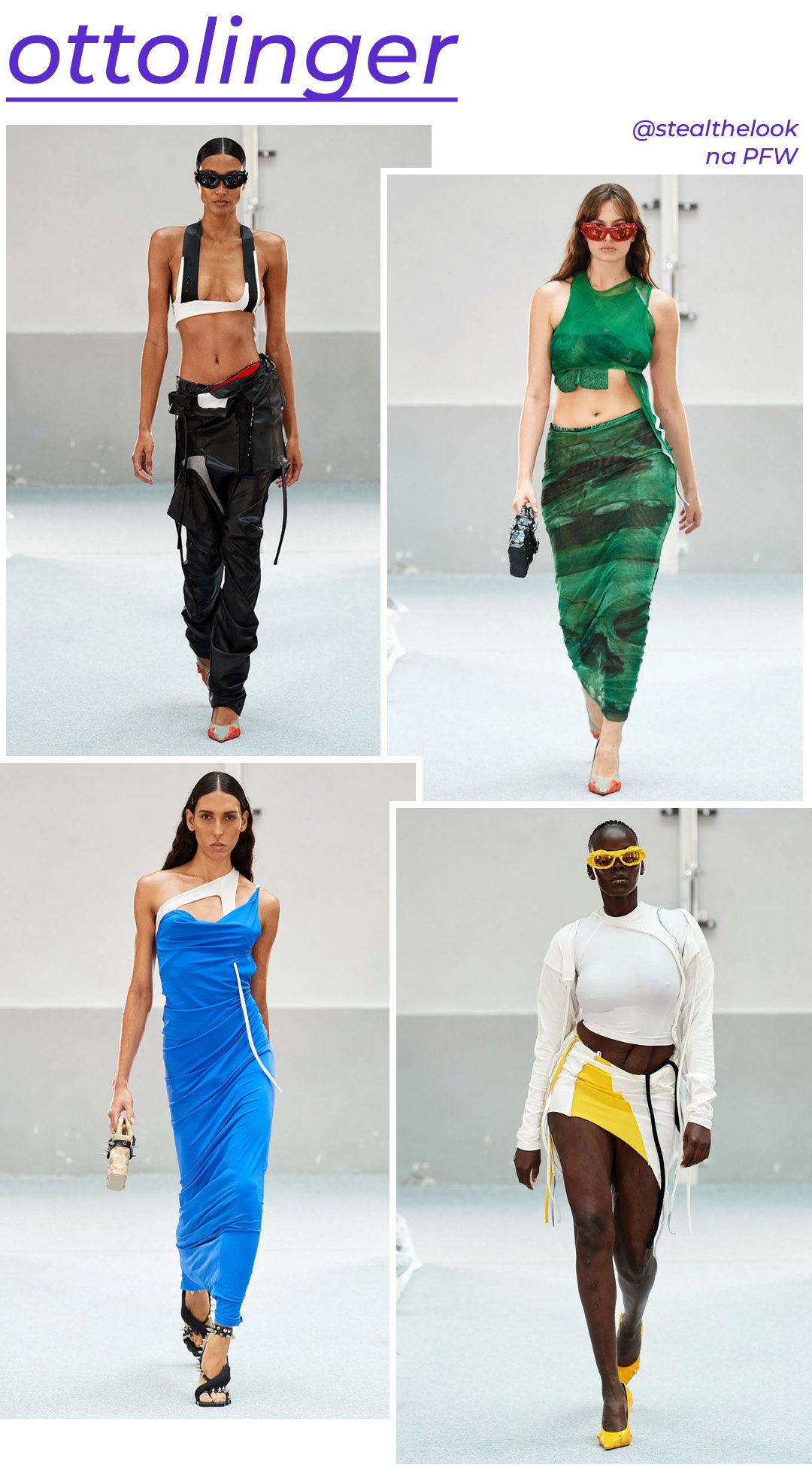 Ottolinger S/S 2023 - roupas diversas - Paris Fashion Week - Primavera - modelo andando pela passarela - https://stealthelook.com.br