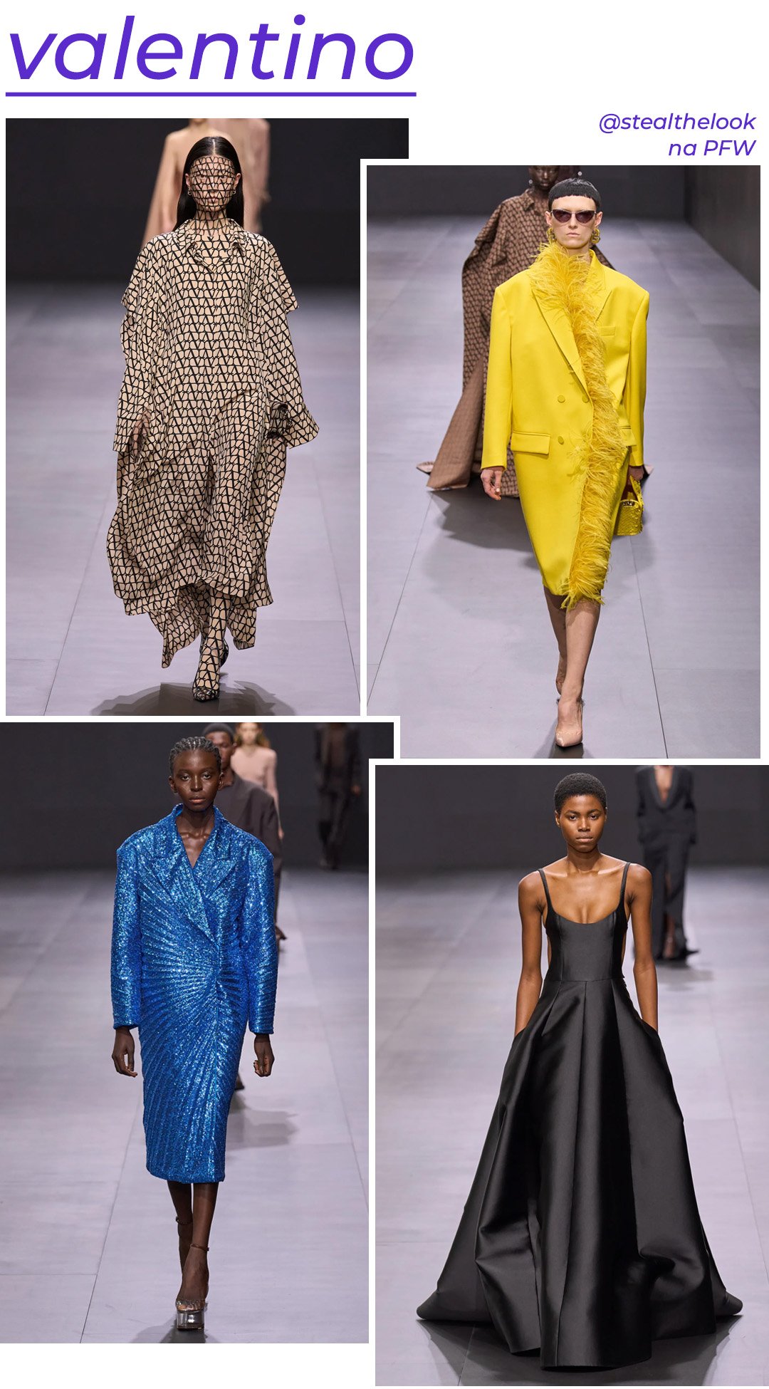 Valentino S/S 2023 - roupas diversas - Paris Fashion Week - Primavera - modelo andando pela passarela - https://stealthelook.com.br