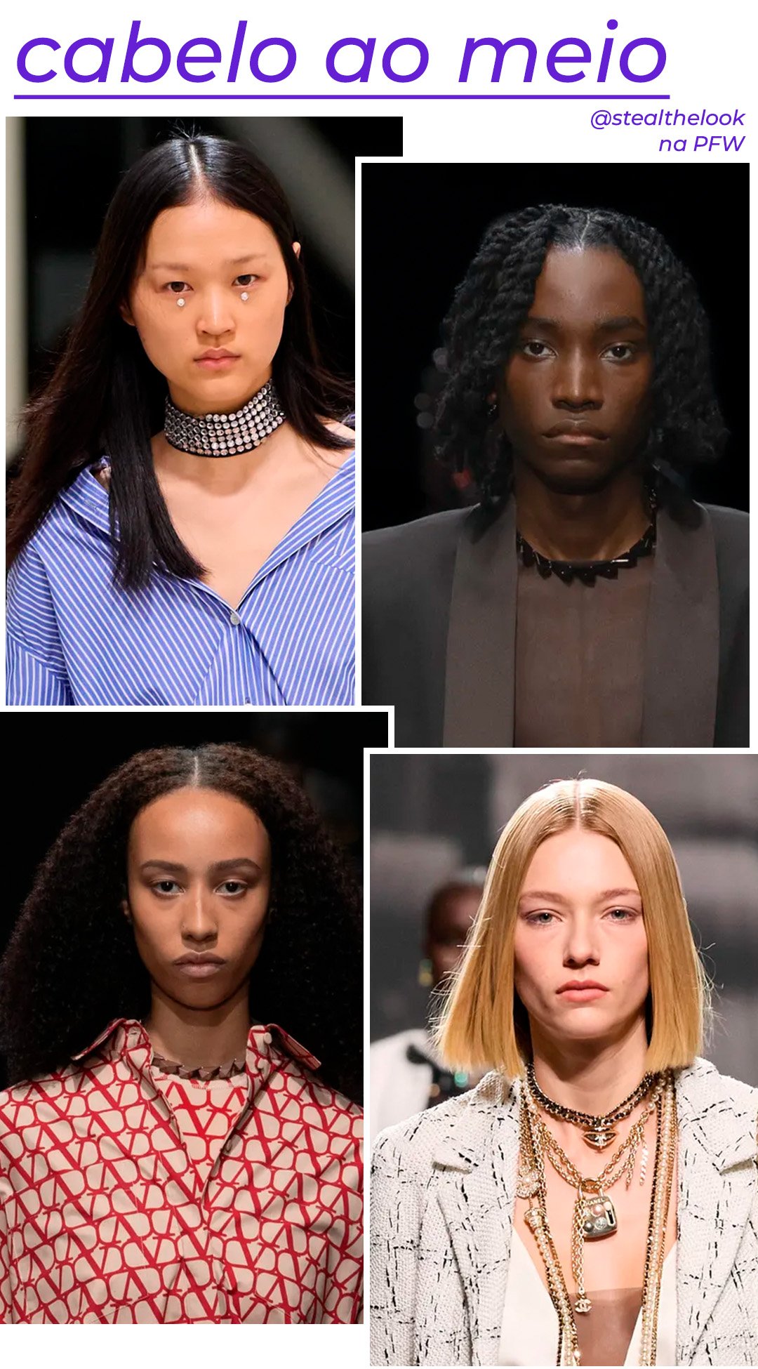 Valentino, Chanel, Az Factory - maquiagem-cabelo-meio - tendências de beleza - inverno  - brasil - https://stealthelook.com.br