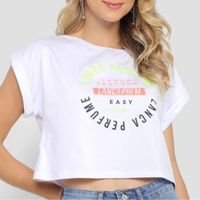 T-Shirt Lança Perfume Easy Cropped Logo Feminina - Branco