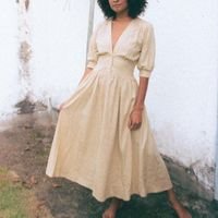 vestido vintage natural - linho