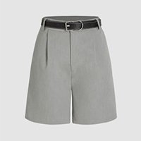 Solid Pleated Shorts With Belt
