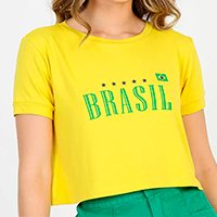Blusa Cropped Feminina Copa Brasil Manga Curta