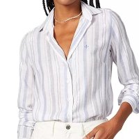 Camisa Feminina Dudalina ML Slim Relaxed Listrada - 530212 - Branco