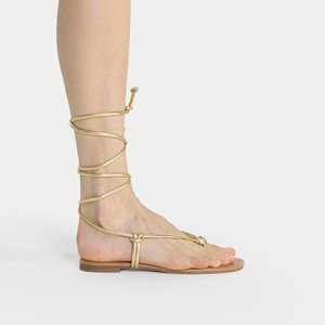 Rasteira Shoestock Metalizada Amarração - Feminino - Dourado
