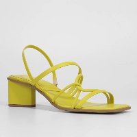 Sandália Shoestock Minimal Calce Elástico Salto Bloco Baixo Feminina - Verde