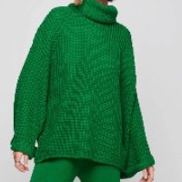 Suéter De Tricô Com Gola Alta - Verde