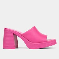 Mule Shoestock Comfy Meia Pata Salto Bloco - Pink