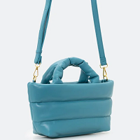 Bolsa Shopper Com Alça Transversal E Textura Matelassê Azul