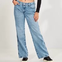 calça jeans reta over cintura baixa