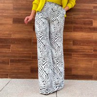Calça Pantalona Zebra Viscolinho - Branco