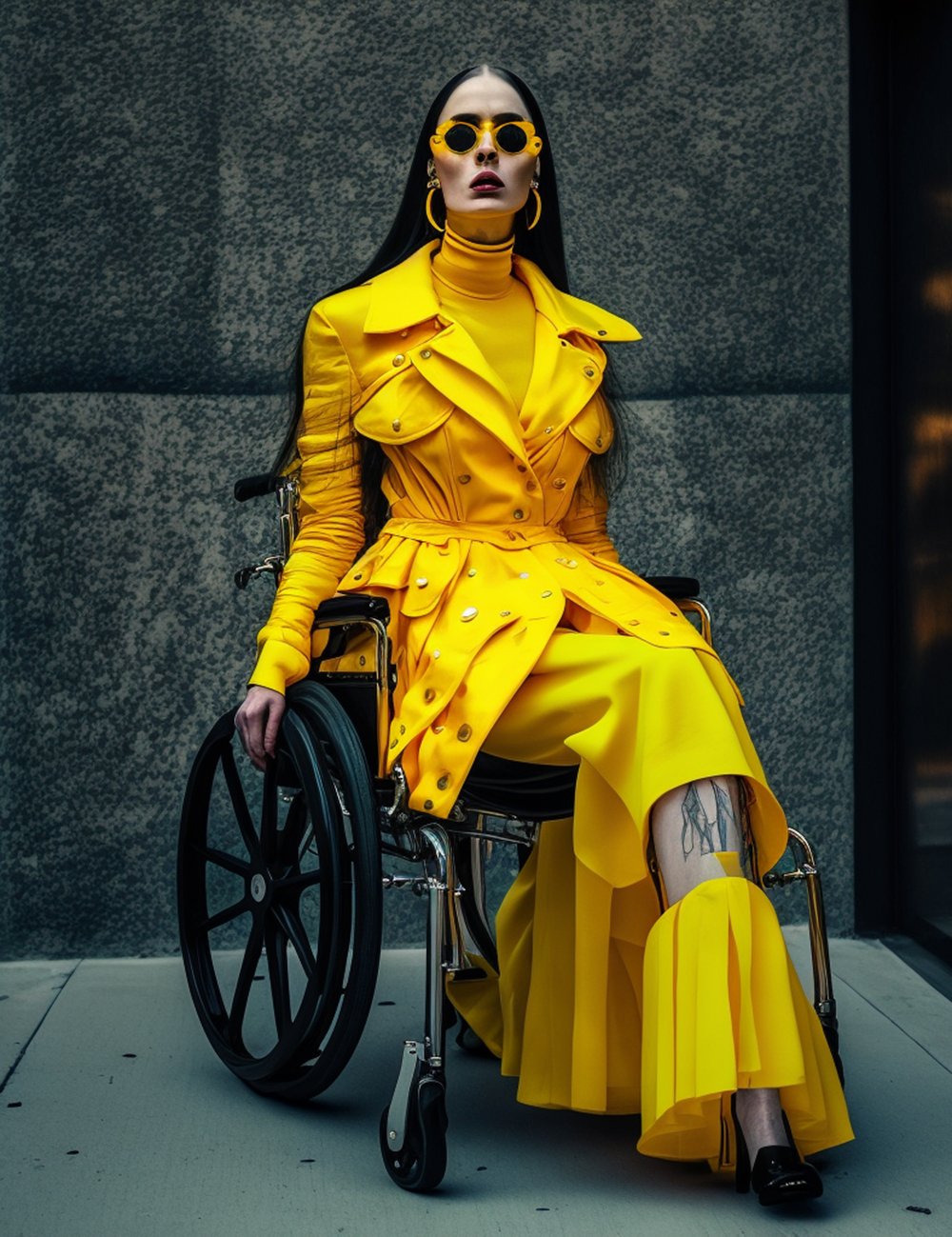 Inteligência Artificial - Vestido amarelo - Inteligência Artificial - Inverno - Street Style - https://stealthelook.com.br