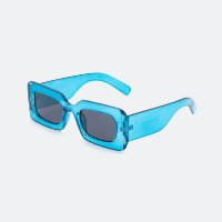 Óculos De Sol Quadrado Retangular Com Hastes Largas Azul