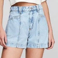 ZCBM1BSN ZCBM1BSN Shorts Em Jeans Denim Cintura Alta - Azul